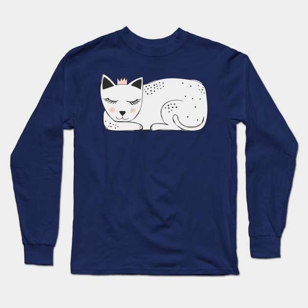 Cat Nap Queen Long Sleeve T-Shirt by Jackie Hurd